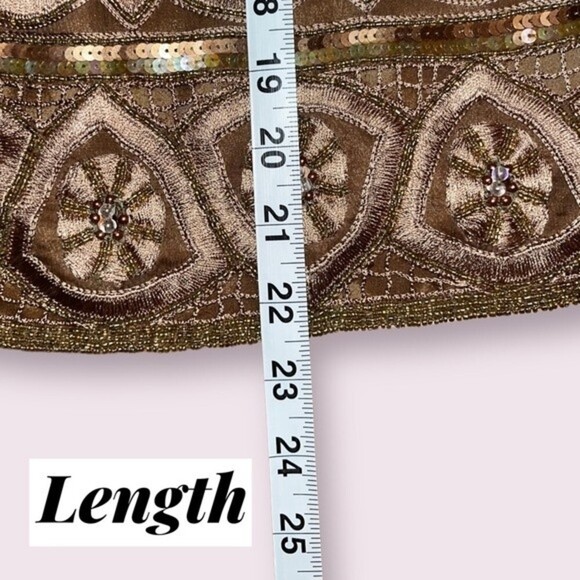 Vintage 80s SCALA Silk Beaded Sequin Blazer Copper Top Womens Size Small Medium - Picture 7 of 9